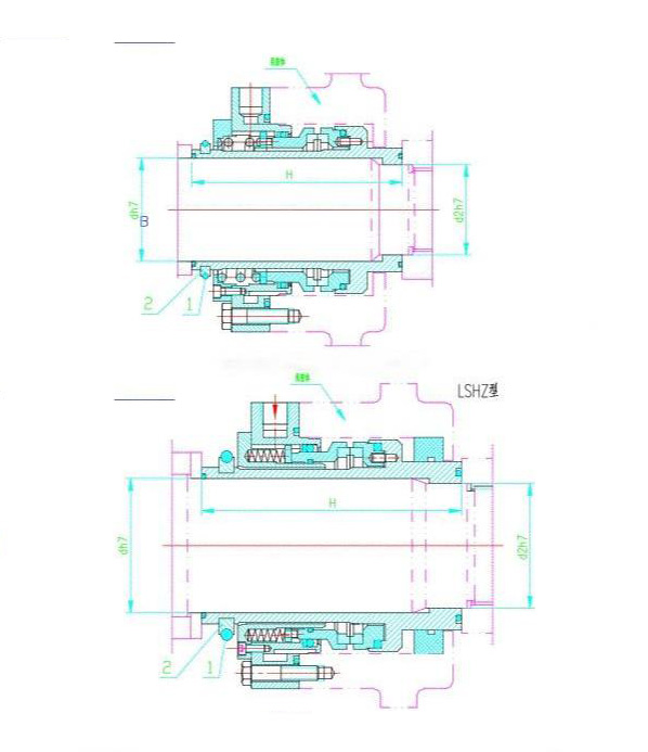 Diagram of LSHZ Mechanical Seals For Pumps